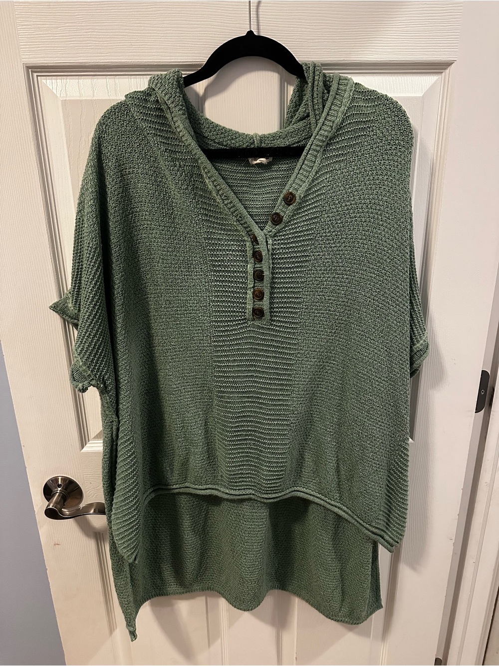 POL Sage Green Knit Hooded Button Tunic